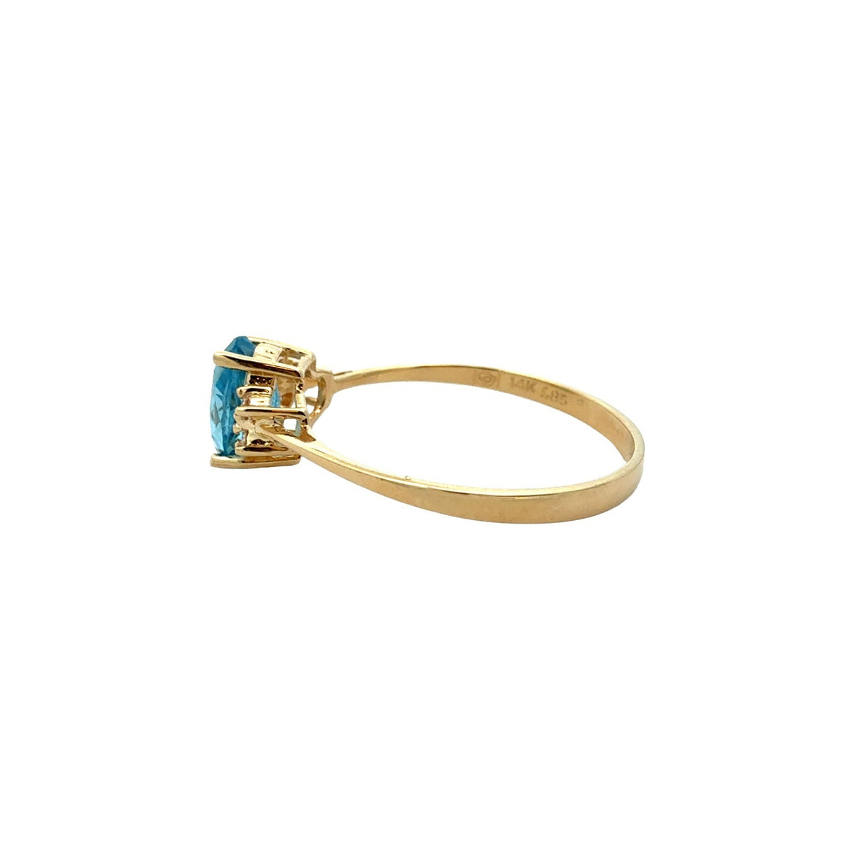 14k Yellow Gold 0.87tcw Oval Blue Topaz and 0.04cttw Diamond Ring5