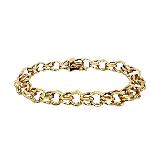14k Yellow Gold Double Link Chain Charm Bracelet0