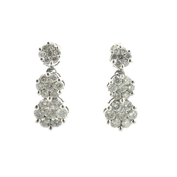 14k White Gold and 1.89ctw Diamond Tiered Floral Drop Earrings0