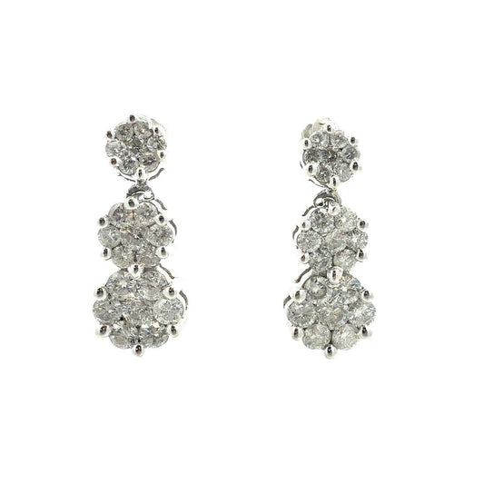 14k White Gold and 1.89ctw Diamond Tiered Floral Drop Earrings0