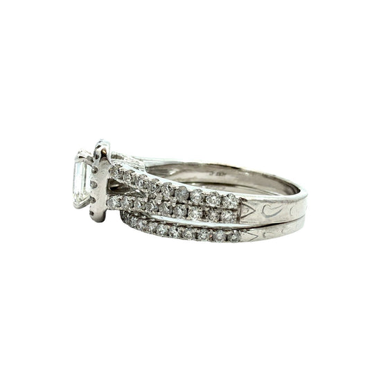 Estate Neil Lane 14k White Gold Emerald Cut 1.78cttw Diamond Halo Bridal Set2