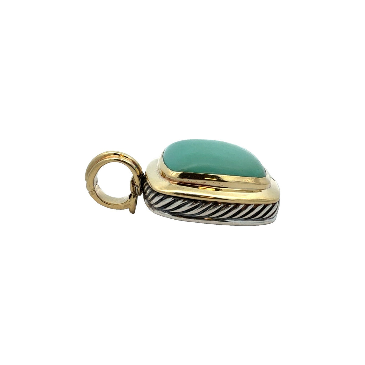 David Yurman Sterling Silver and 18k Yellow Gold Turquoise Albion Pendant2
