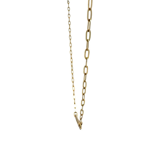 14k Yellow Gold & 0.26cttw Diamond Open Link Paperclip Chain Necklace 18"2