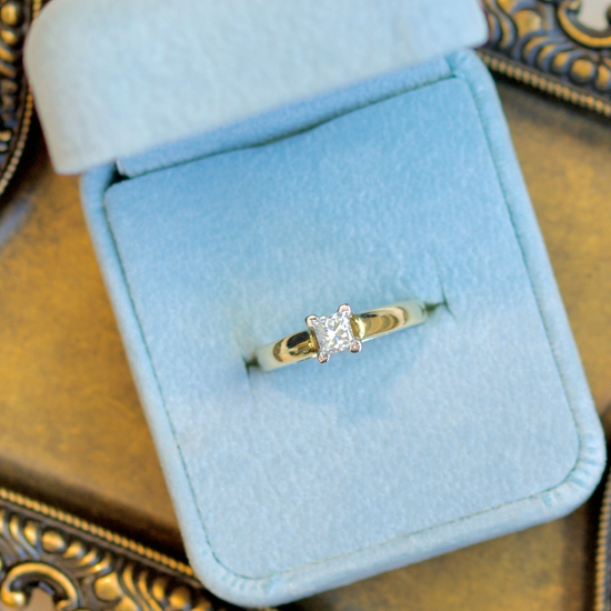 18k Yellow Gold Princess-Cut 0.38tcw Diamond Engagement Ring Platinum Prongs0
