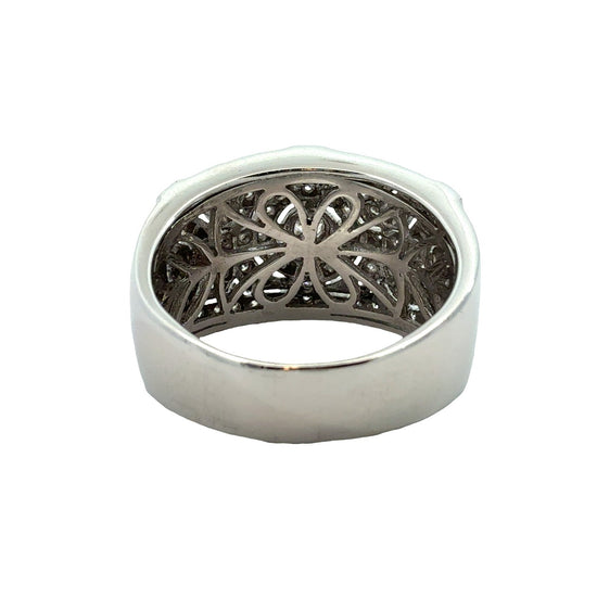 18k White Gold Art Deco Style 0.71ctw Diamond Cluster Ring Size 7.53