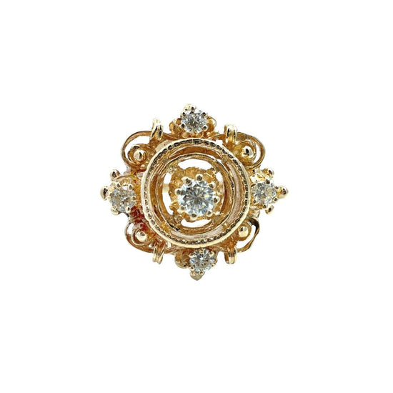 Vintage 14k Yellow Gold 0.39cttw Diamond Filigree Cocktail Ring0