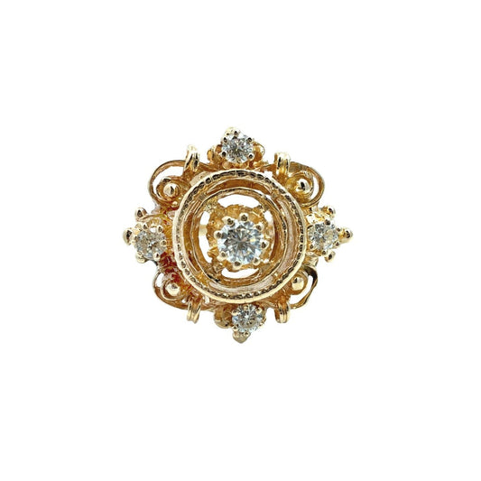 Vintage 14k Yellow Gold 0.39cttw Diamond Filigree Cocktail Ring0