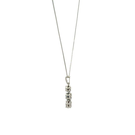 14k White Gold 0.61cttw Blue White Diamond Three-Tier Cluster Pendant Necklace3
