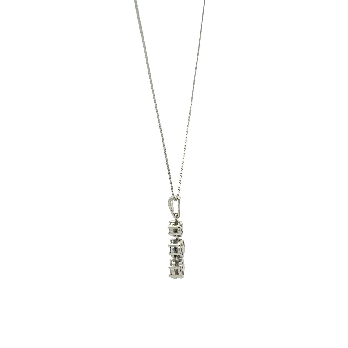 14k White Gold 0.61cttw Blue White Diamond Three-Tier Cluster Pendant Necklace3