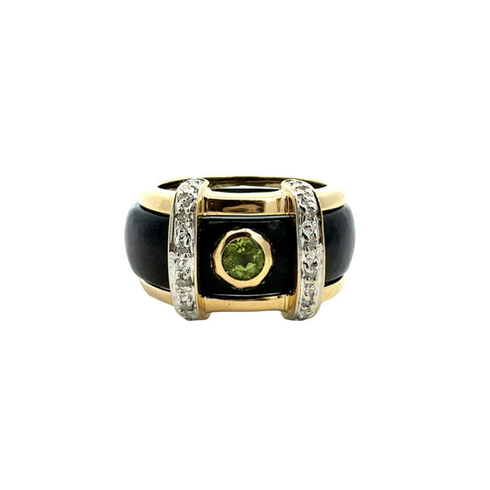 Vintage 14k Yellow Gold 0.07cttw Diamond and Interchangeable Jade Ring Set5
