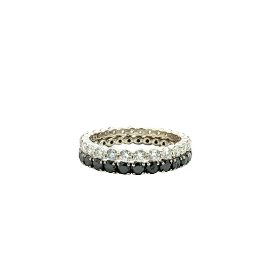 18k White Gold Black and White 2.02cttw Diamond Eternity Band Set0