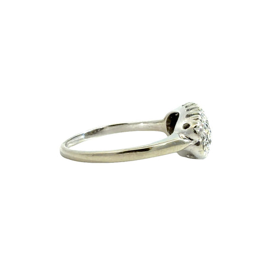14k White Gold 0.26cttw Diamond Oval Cluster Cocktail Ring Size 6.751