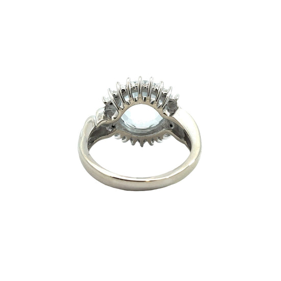 Vintage 14k White Gold 7.62tcw Topaz & 0.09cttw Damond Halo Cocktail Ring3