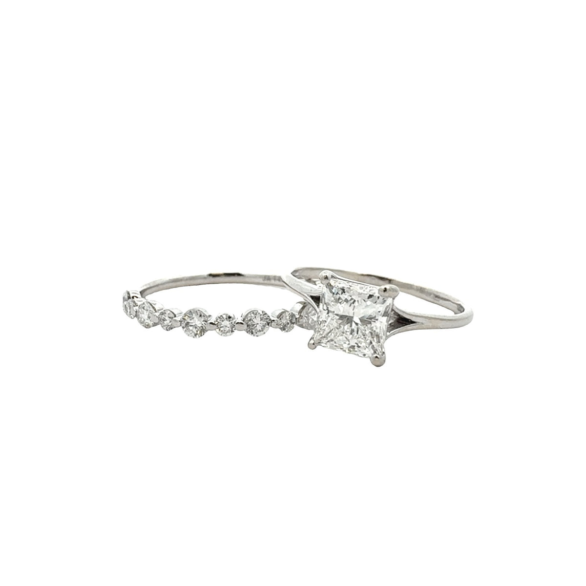 14k White Gold Princess-Cut 2.04cttw Diamond Bridal Set1