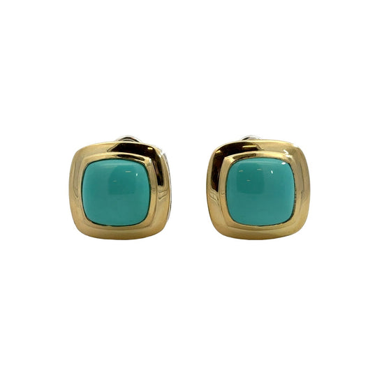 David Yurman Sterling Silver 18k Yellow Gold and Turquoise Albion Earrings0