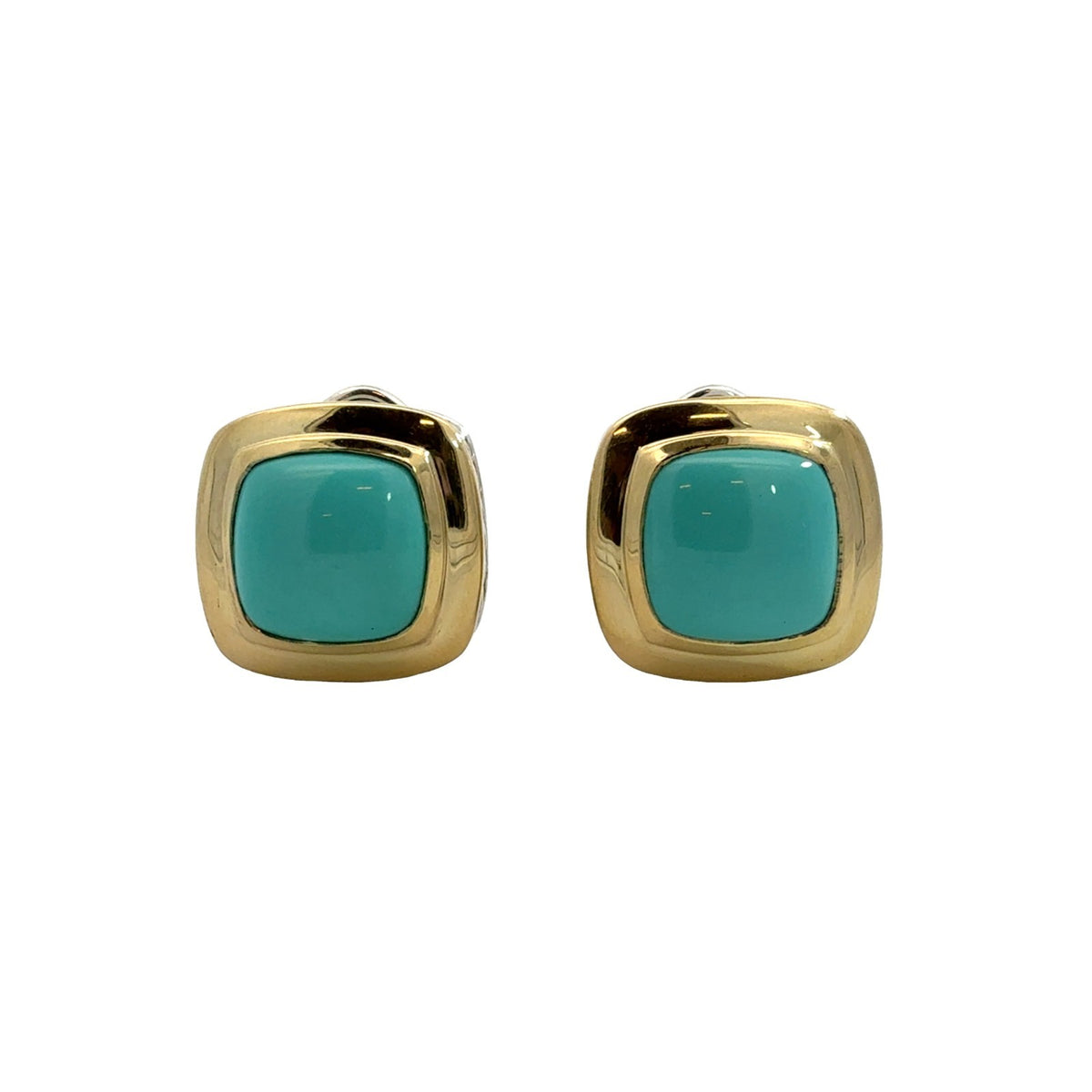 David Yurman Sterling Silver 18k Yellow Gold and Turquoise Albion Earrings0
