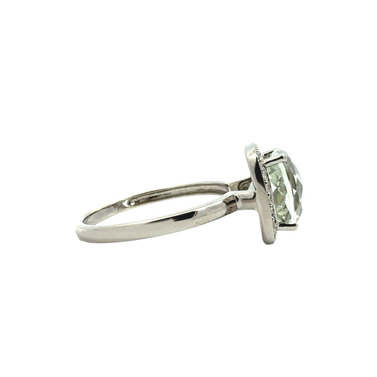 14k White Gold Cushion-Cut 3.33tcw Prasiolite and 0.11cttw Diamond Halo Ring2
