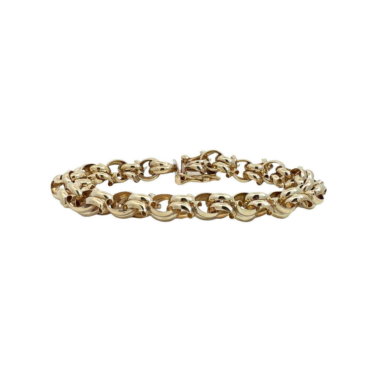 14k Yellow Gold Stamped Chunky Double Interlocking Link Chain Bracelet 7.5"1