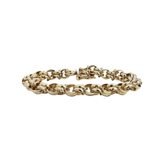 14k Yellow Gold Stamped Chunky Double Interlocking Link Chain Bracelet 7.5"1