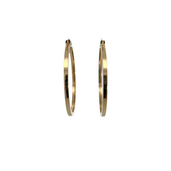 14k Yellow Gold Flat Edge Hoop Earrings3