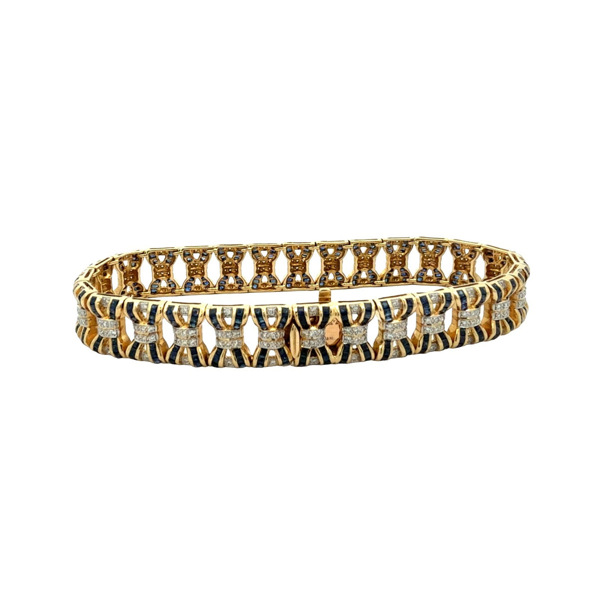 LeVian 18k Yellow Gold 6.72cttw Sapphire and 1.68cttw Diamond Chain Bracelet4