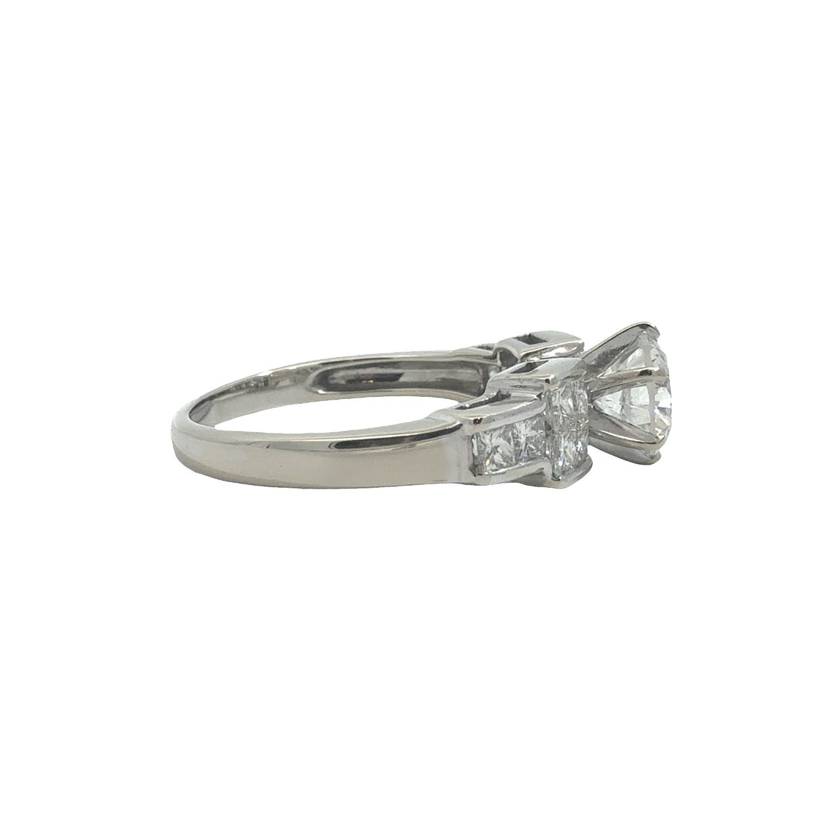 18k White Gold 1.67ctw (0.72ctw) Round & Princess Diamond Engagement Ring5