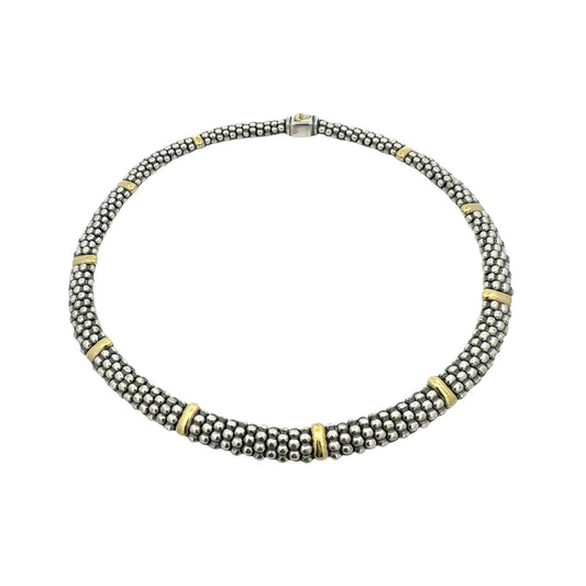 LAGOS Caviar Sterling Silver and 18k Yellow Gold Necklace1