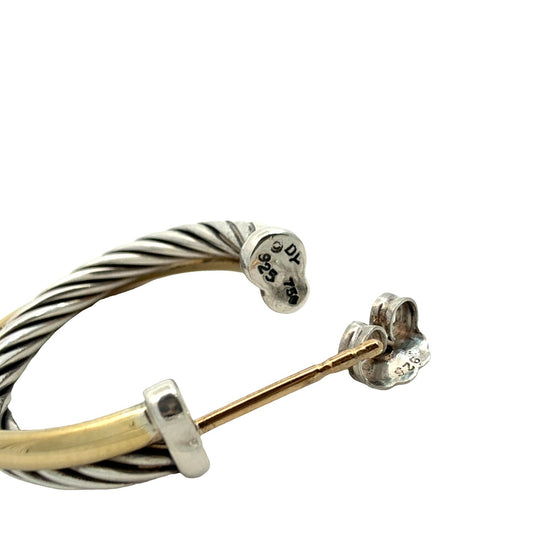 David Yurman Two-Tone Twisted Cable Crossover Hoop Earrings5
