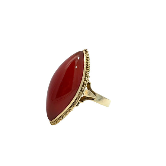 Vintage 14k Yellow Gold Marquise 8.85tcw Carnelian Statement Cocktail Ring1