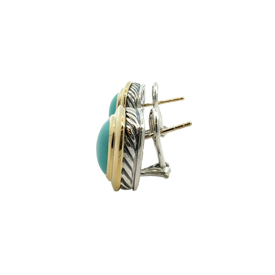 David Yurman Sterling Silver 18k Yellow Gold and Turquoise Albion Earrings3