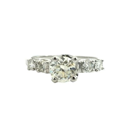 Vintage 14k White Gold 0.83cttw Diamond Engagement Ring Size 60