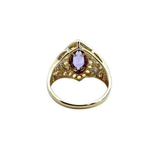 Vintage 10k Yellow Gold 1.10tcw Amethyst 1.10cttw Citrine 0.02cttw Diamond Ring3