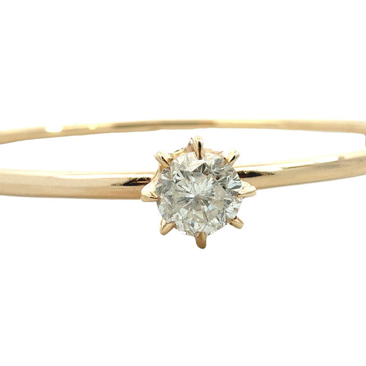 14k Yellow Gold Stamped 0.91tcw Diamond Solitaire Hinged Bangle Bracelet1