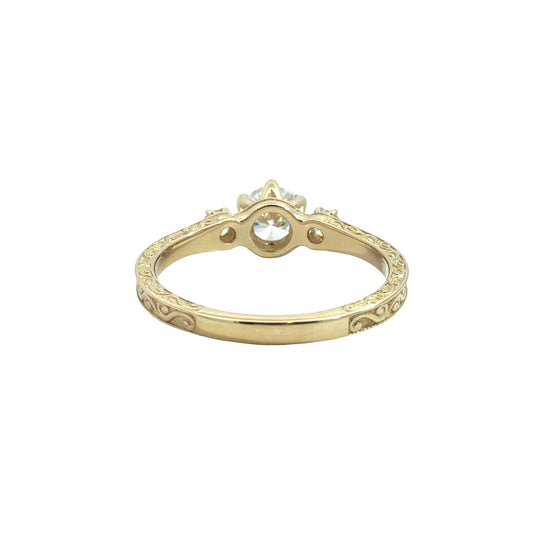 14k Yellow Gold Engraved 0.63cttw Three-Stone Lab-Grown Diamond Engagement Ring3