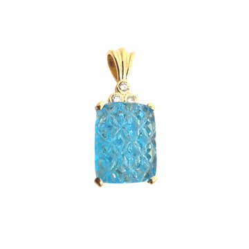 14k Yellow Gold 29.0tcw Blue Topaz & 0.23cttw Diamond Pendant0