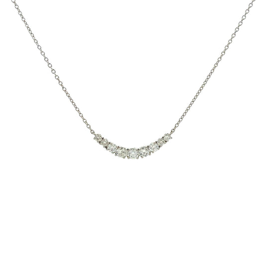 14k White Gold 0.37cttw Diamond Curved Bar Necklace 18"1