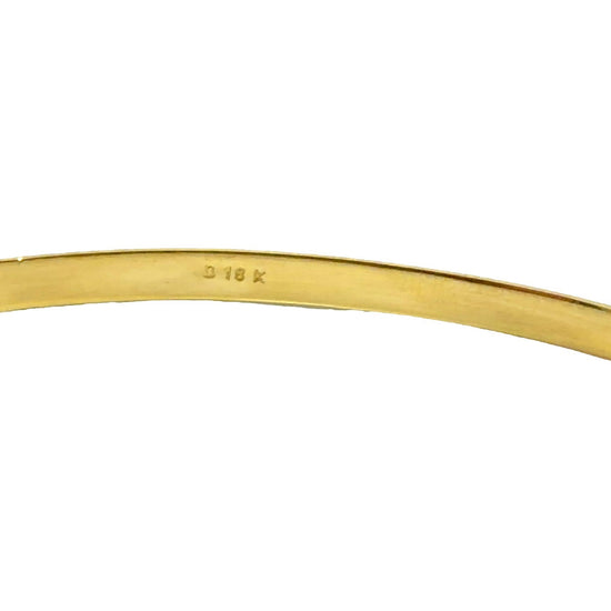 Estate 18k Yellow Gold Etched Chevron Bangle Bracelet 8"4