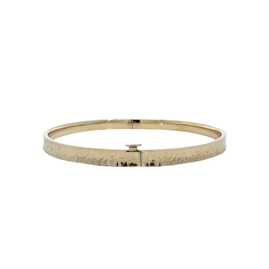 14k Yellow Gold Textured Hinged Bangle Bracelet 7.5"4