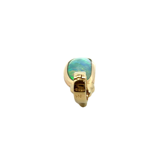14k Yellow Gold Blue Opal and 0.08cttw Diamond Enhancer Pendant3