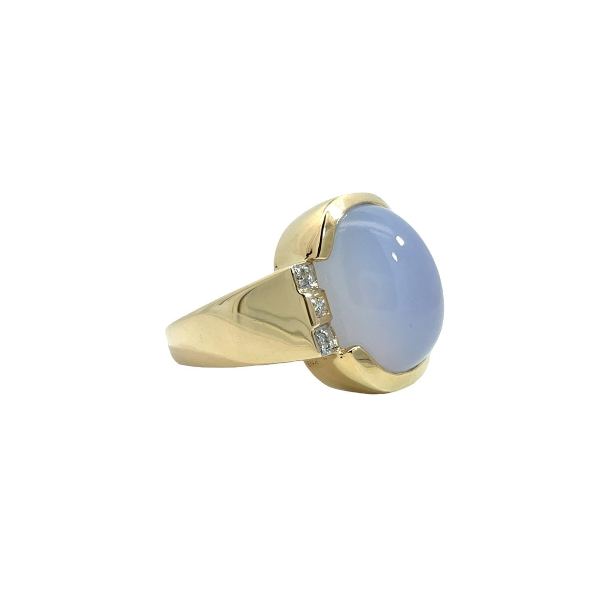 Vintage 14k Yellow Gold 3.60tcw Lavender Chalcedony & 0.07cttw Diamond Ring 81