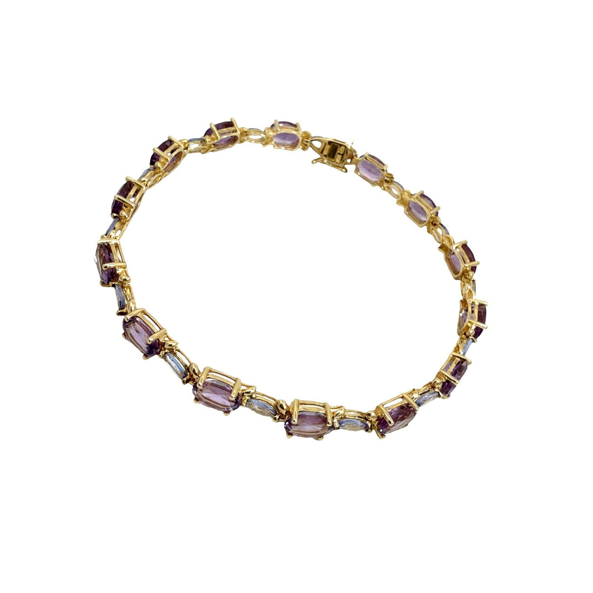 10k Yellow Gold 8.21cttw Amethyst and 1.26cttw Iolite Chain Bracelet1