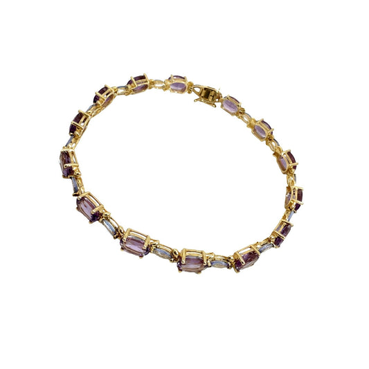 10k Yellow Gold 8.21cttw Amethyst and 1.26cttw Iolite Chain Bracelet1