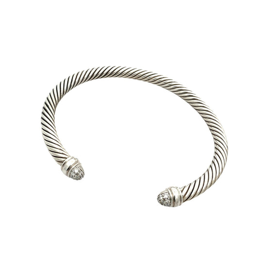David Yurman Sterling Silver Pavé Diamond Cable Cuff Bracelet2