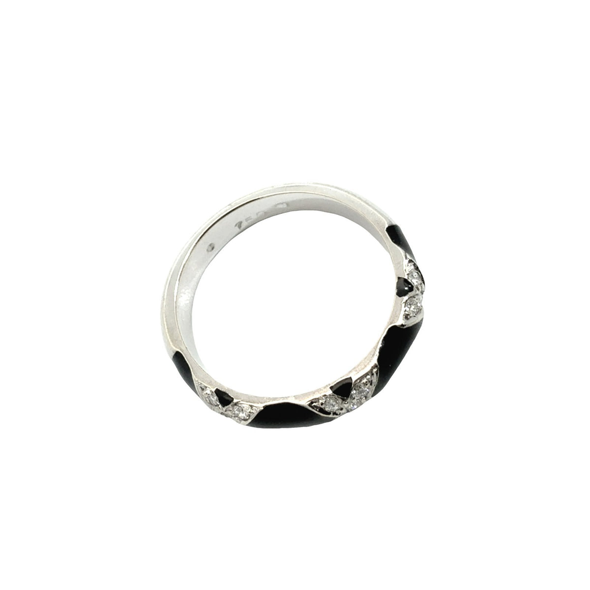 18k White Gold Black Enamel and 0.17cttw Diamond X-Motif Band Ring1
