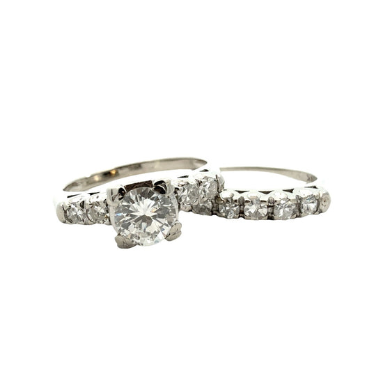 18k White Gold Stamped 0.73cttw Diamond Engagement Ring and 0.23cttw Band Set2