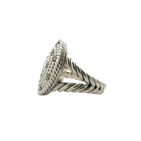 David Yurman Sterling Silver 0.21cttw Diamond Midnight Melange Cable Coil Ring5