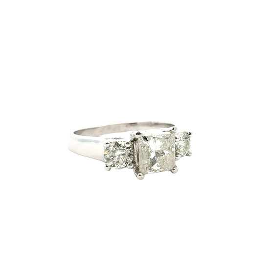 14k White Gold Princess Cut Three-Stone 1.72cttw Diamond Engagement Ring1