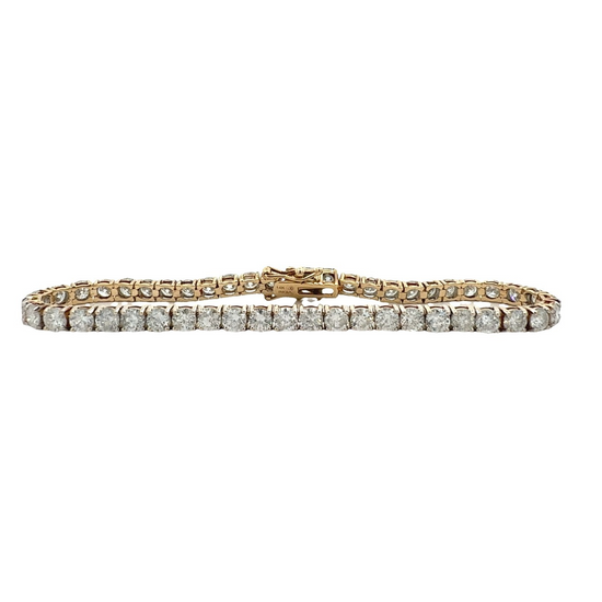 14k Yellow Gold 7.44ctw Round Brilliant Diamond Tennis Bracelet 7.25"0