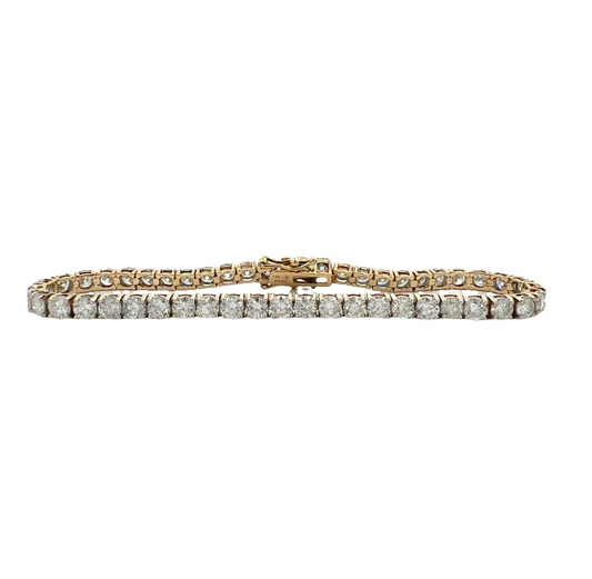 14k Yellow Gold 7.44ctw Round Brilliant Diamond Tennis Bracelet 7.25"0