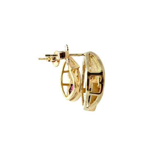 Vintage 14k Yellow Gold 1.50cttw Tourmaline 0.03cttw Diamond Earrings1